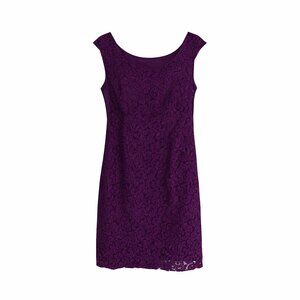 Adrianna Papell Purple Lace Cocktail Dress 16W | Wedding Guest Midi